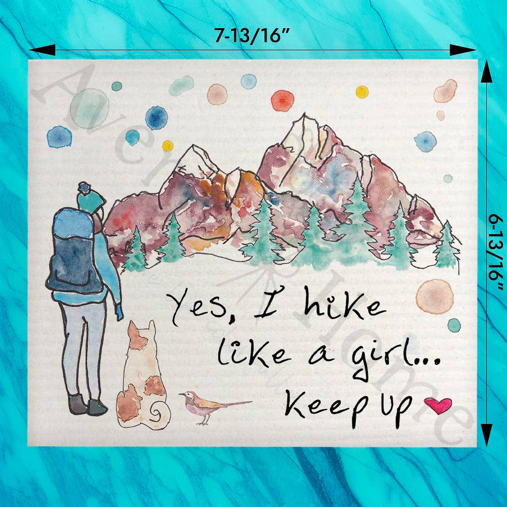 Hike Like a Girl Swedish Dishcloth – Dog Trail Humor
