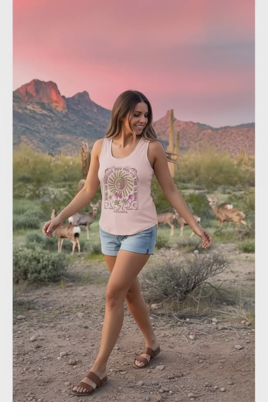 AZ Ribbed U neck Tee - When the Mountain Turns Pink